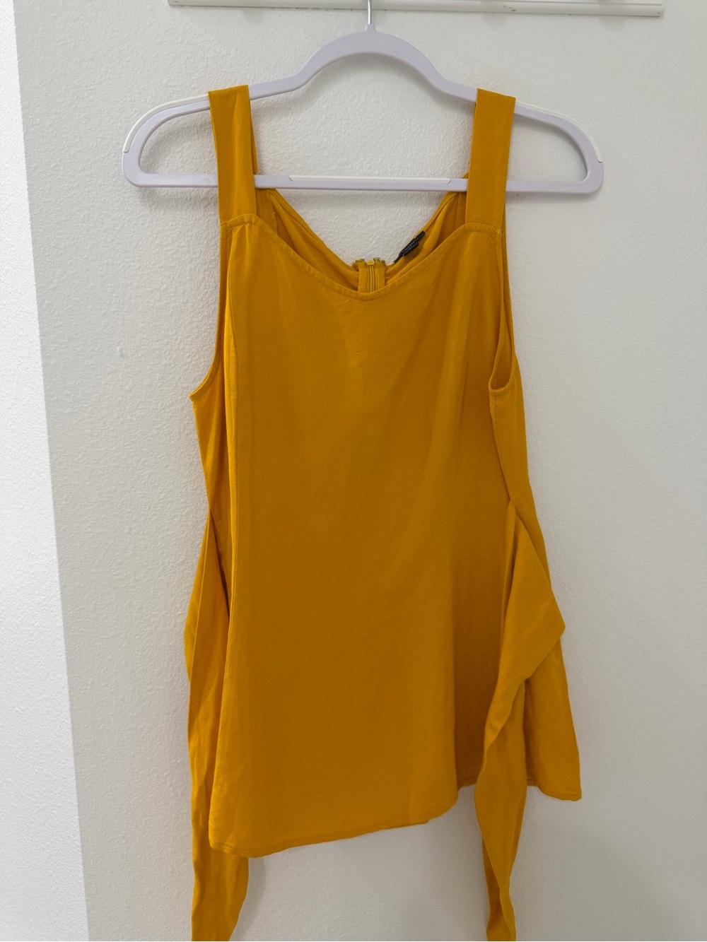 Ann Taylor Mustard Yellow Draped Tank Top w tie